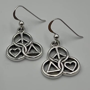 Peace, Love and Recovery in Borromean rings Sterling Silver Earrings TER2169